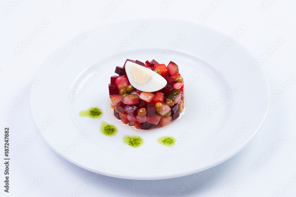 beetroot salad on white plate beetroot salad on white plate