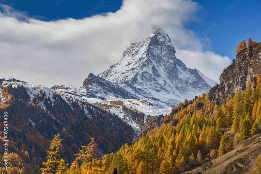 Amazing view of mount Matterhorn from Zermatt, Alps, Switzerland 