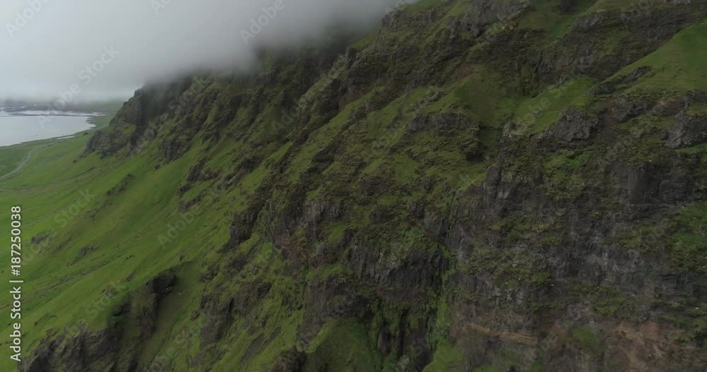 Mountain Cliff Cloud Fog (Aerial Drone View) - Iceland Mountain Cliff Cloud Fog (Aerial Drone View) - Iceland
