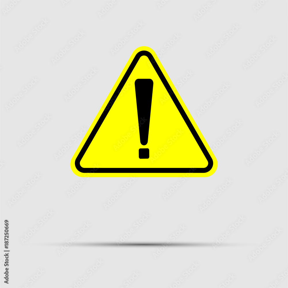 Exclamation mark symbol,Yellow Warning Dangerous icon on white background, Exclamation mark symbol,Yellow Warning Dangerous icon on white background,
