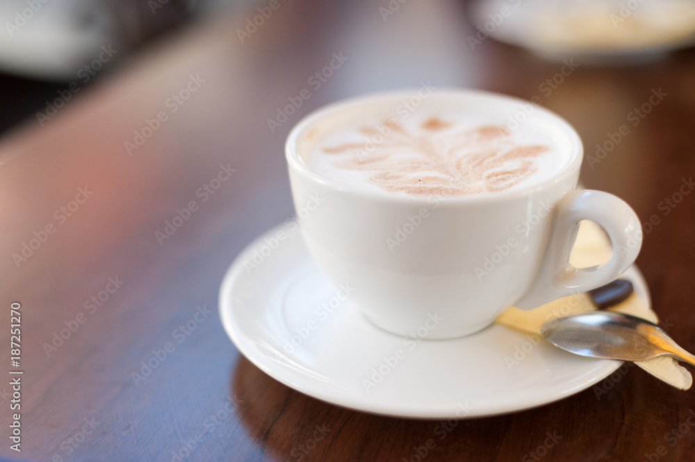 Hot Tasty Delicious Drink in Cup on Table in Coffee Shop Hot Tasty Delicious Drink in Cup on Table in Coffee Shop