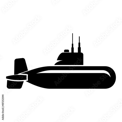 Military submarine icon, simple style.