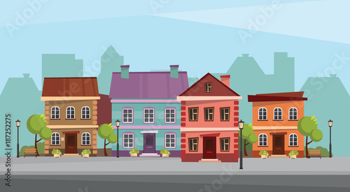The landscape of the historic city. Vector illustration.