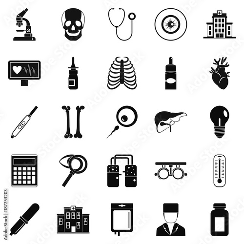 Diagnostic icons set, simple style