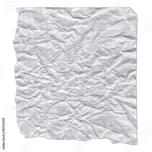 A piece of torn paper on white background