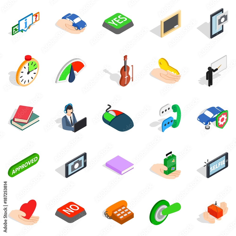 Duologue icons set, isometric style Duologue icons set, isometric style