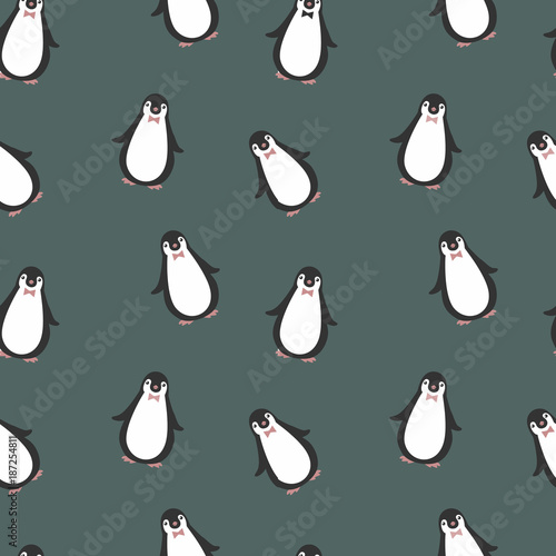penguin pattern on green background
