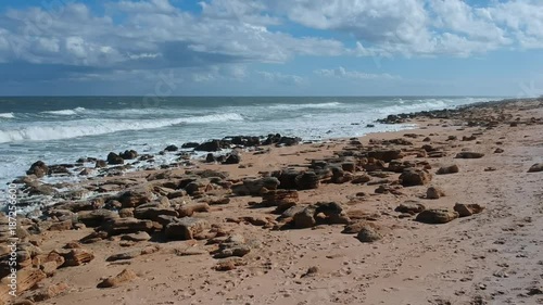 Rocky Beach with Foamy Waves