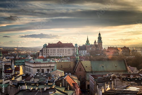 Krakow, view from above the historic Polish city with Wawel castle. © Viliam