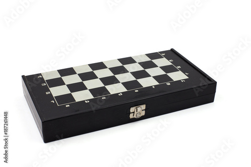 Chess board on white