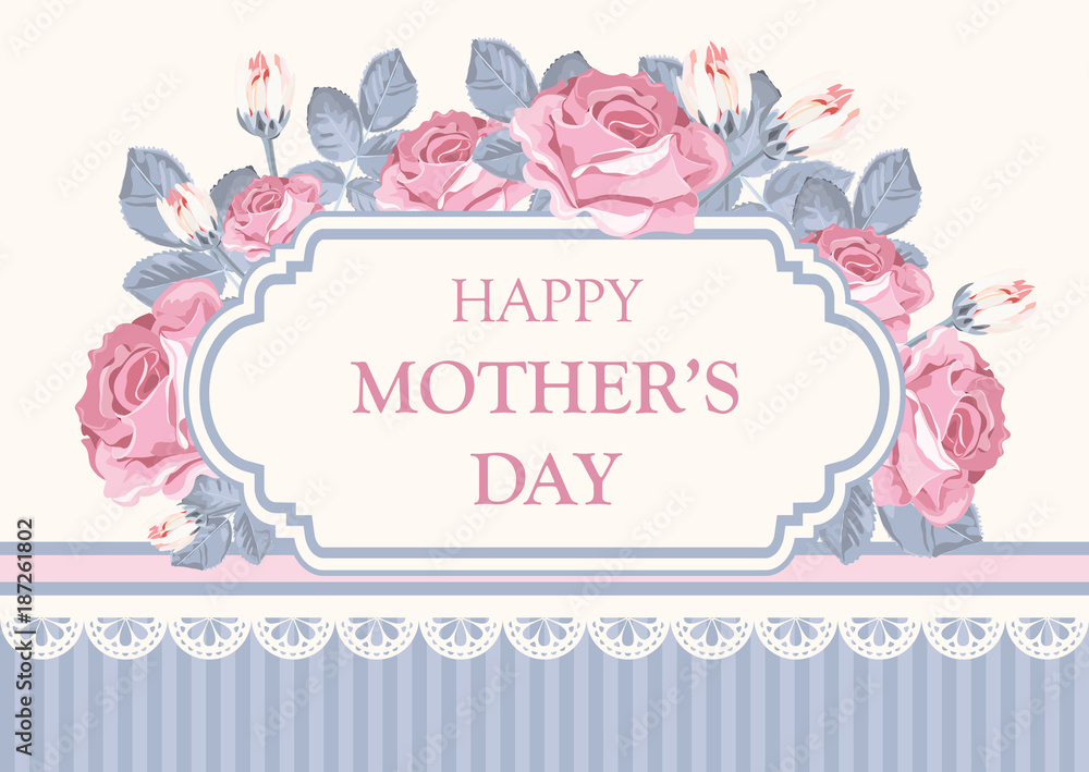Floral card. Happy Mothers Day. Vector illustration