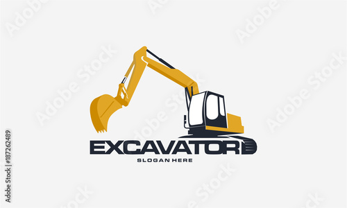 Excavator logo designs concept vector illustration