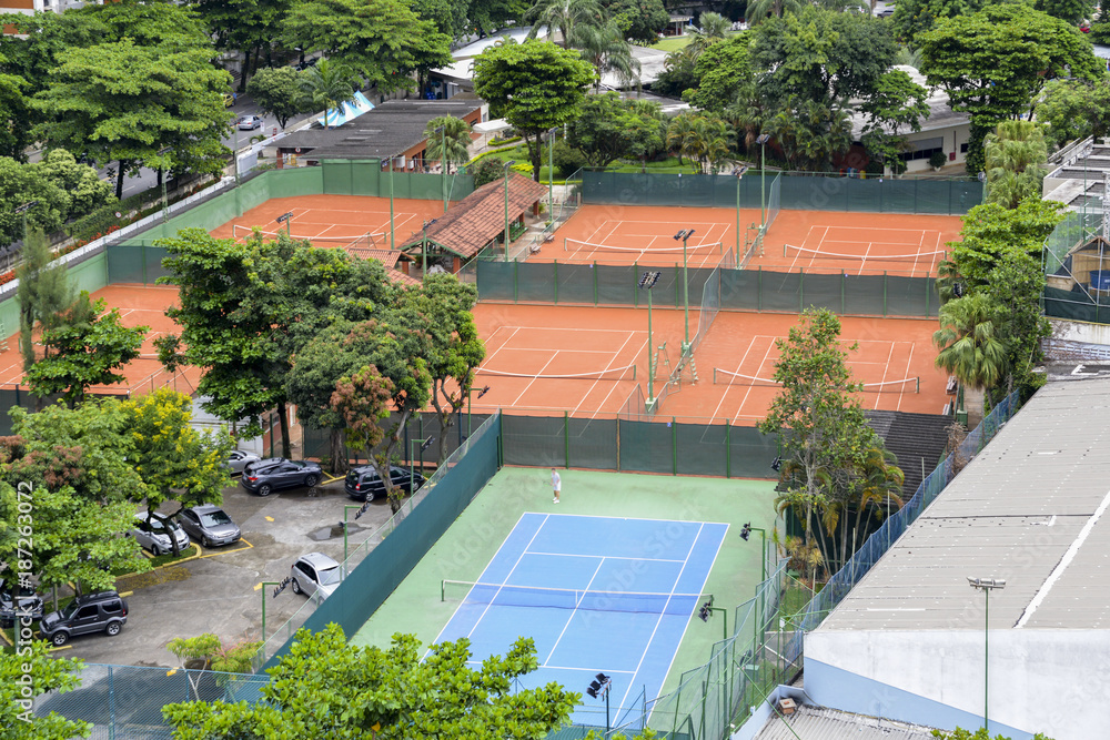 Aerial view tennis courts