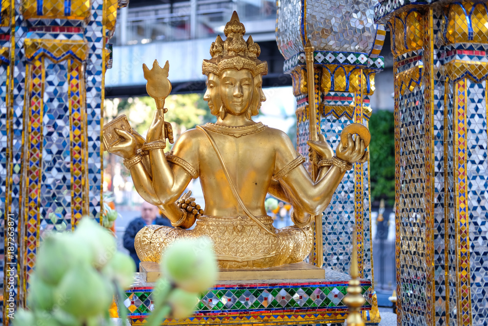 The Erawan Shrine in Bangkok. Thao Maha Phrom Shrine is a Hindu shrine in Bangkok The Erawan Shrine in Bangkok. Thao Maha Phrom Shrine is a Hindu shrine in Bangkok