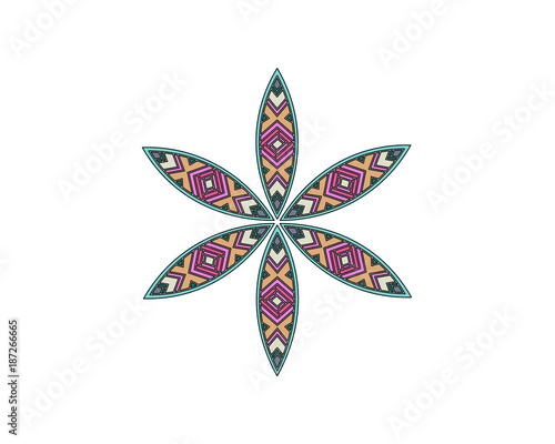 Tan, pink and blue abstract flower doodles, vector illustration.