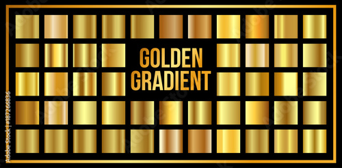 Set of golden gradient templates collection. Realistic shiny metall.Design for award, sale, background, web. Vector Illustration