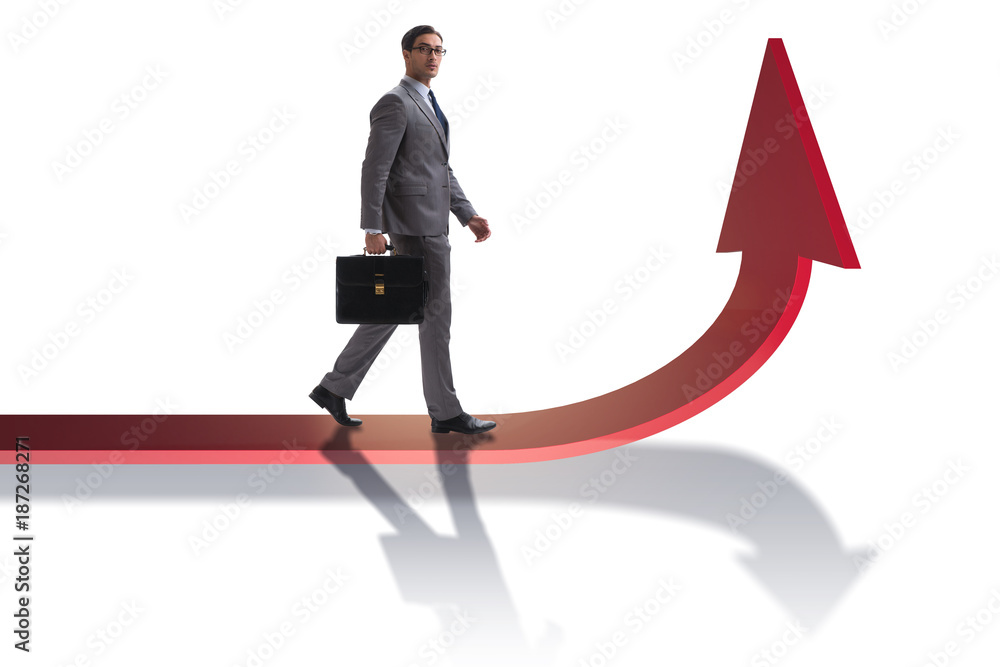 Young businessman in business concept with charts Young businessman in business concept with charts