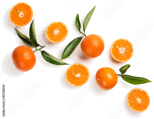 Orange or tangerine with leaves.