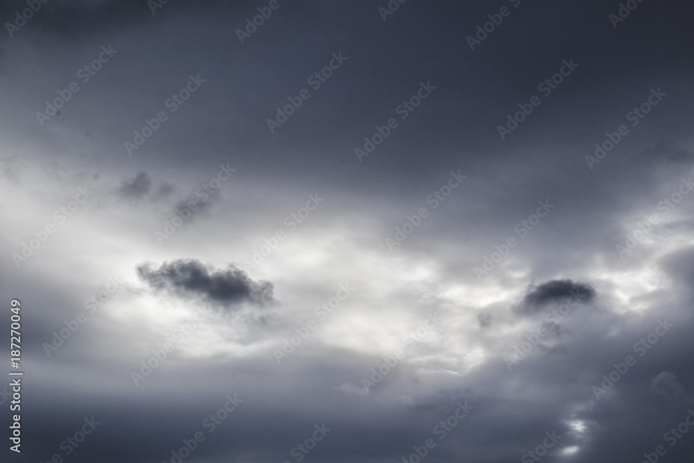 Dramatic dark sky and black storm clouds above a big city. Concept of ...