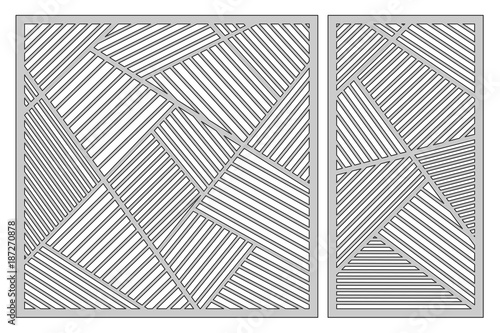 Set template for cutting. Abstract linear pattern. Laser cut. Ratio 1:1, 1:2. Vector illustration.