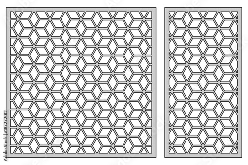 Set template for cutting. Square mesh pattern. Laser cut. Ratio 1:1, 1:2. Vector illustration.