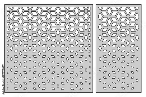 Set template for cutting. Square mesh pattern. Laser cut. Ratio 1:1, 1:2. Vector illustration.