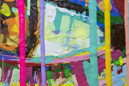 Bright colors in the painters art studio