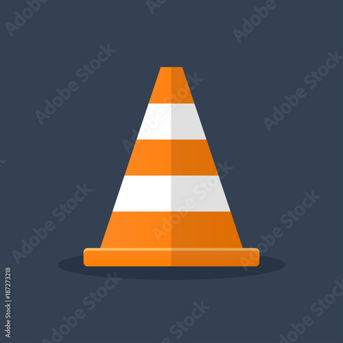 orange traffic cone flat design