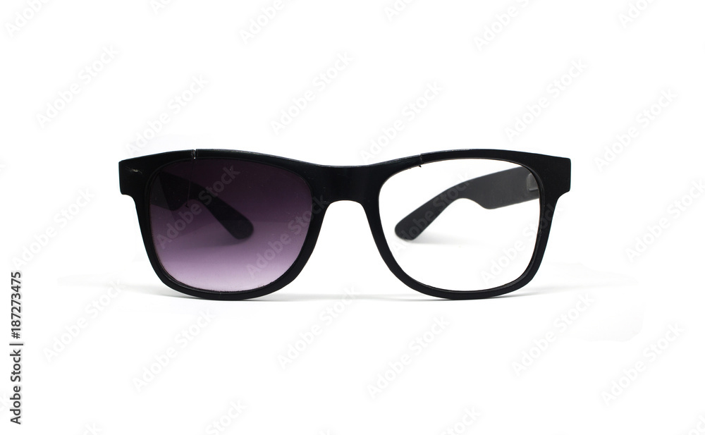 Broken Black sunglasses Isolated On White Background. Broken Black sunglasses Isolated On White Background.