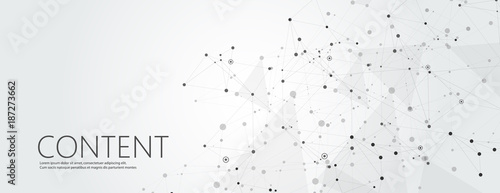Abstract polygonal horisontal background with abstract connecting dots and lines