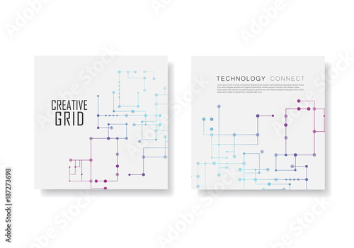 Circuit line background, connected dots and lines. Vector abstract design