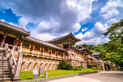 Beautiful Jahamun gate and beomyeonglu of Bulguksa Temple in Gyeongju.(UNESCO World Heritage)
