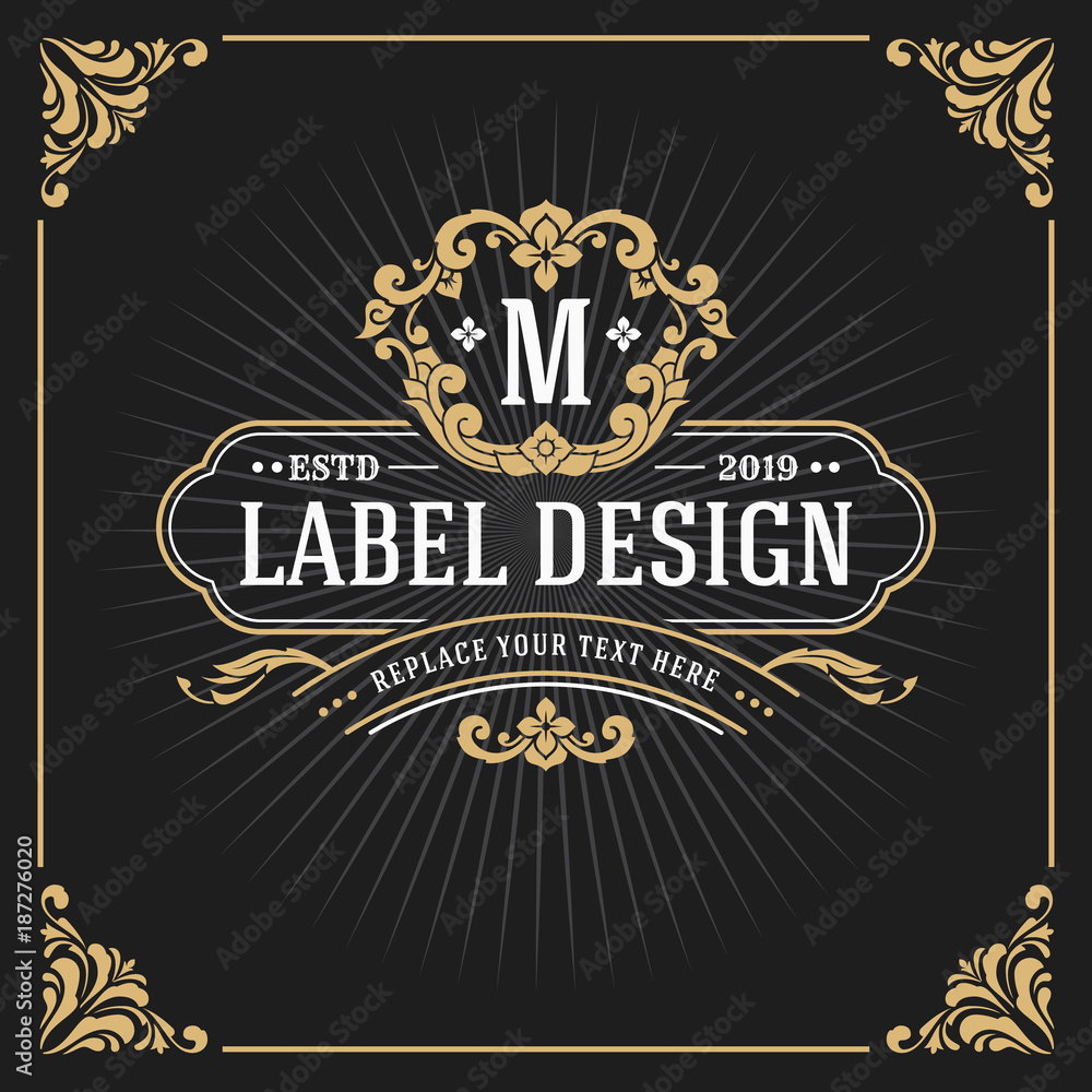 Vintage Luxury Monogram Banner Template Design