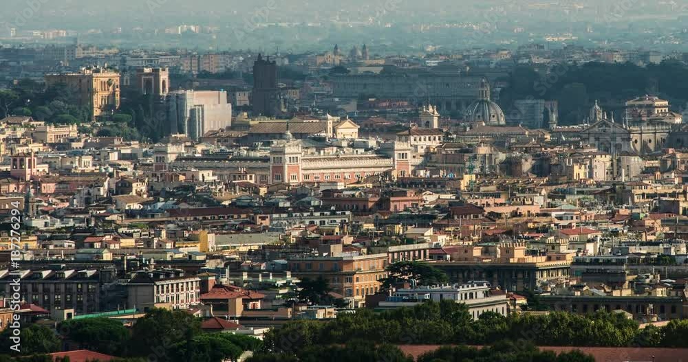 ROME, ITALY – OCTOBER 2015 : Timelapse over central Rome cityscape with shadows moving and light changing during sunset ROME, ITALY – OCTOBER 2015 : Timelapse over central Rome cityscape with shadows moving and light changing during sunset