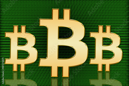 Golden Bitcoin Digital Symbols - Digital Currency