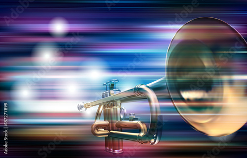 abstract grunge background with trumpet