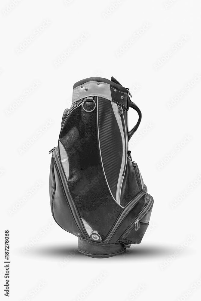 Golf bag isolated on white background. black and white Golf bag isolated on white background. black and white