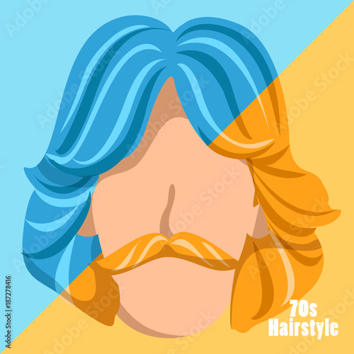 70s Vintage Hairstyle Set : Vector Illustration