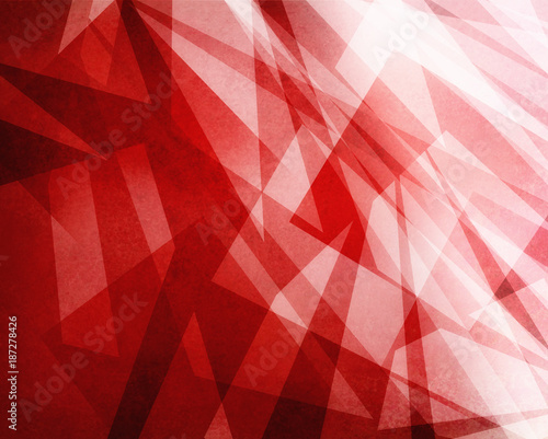 abstract red and white background with layered transparent stripes and shapes in random abstract pattern with texture