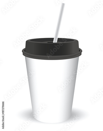 Cup with lid and tube for latte