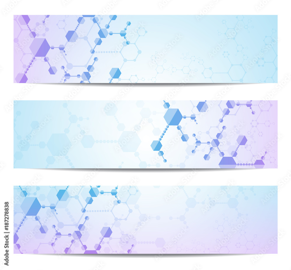 Set of modern scientific banners. Set of modern scientific banners.
