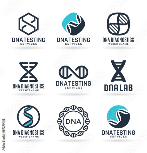 Vector DNA signs, biotech icons, modern medicine and science technologies