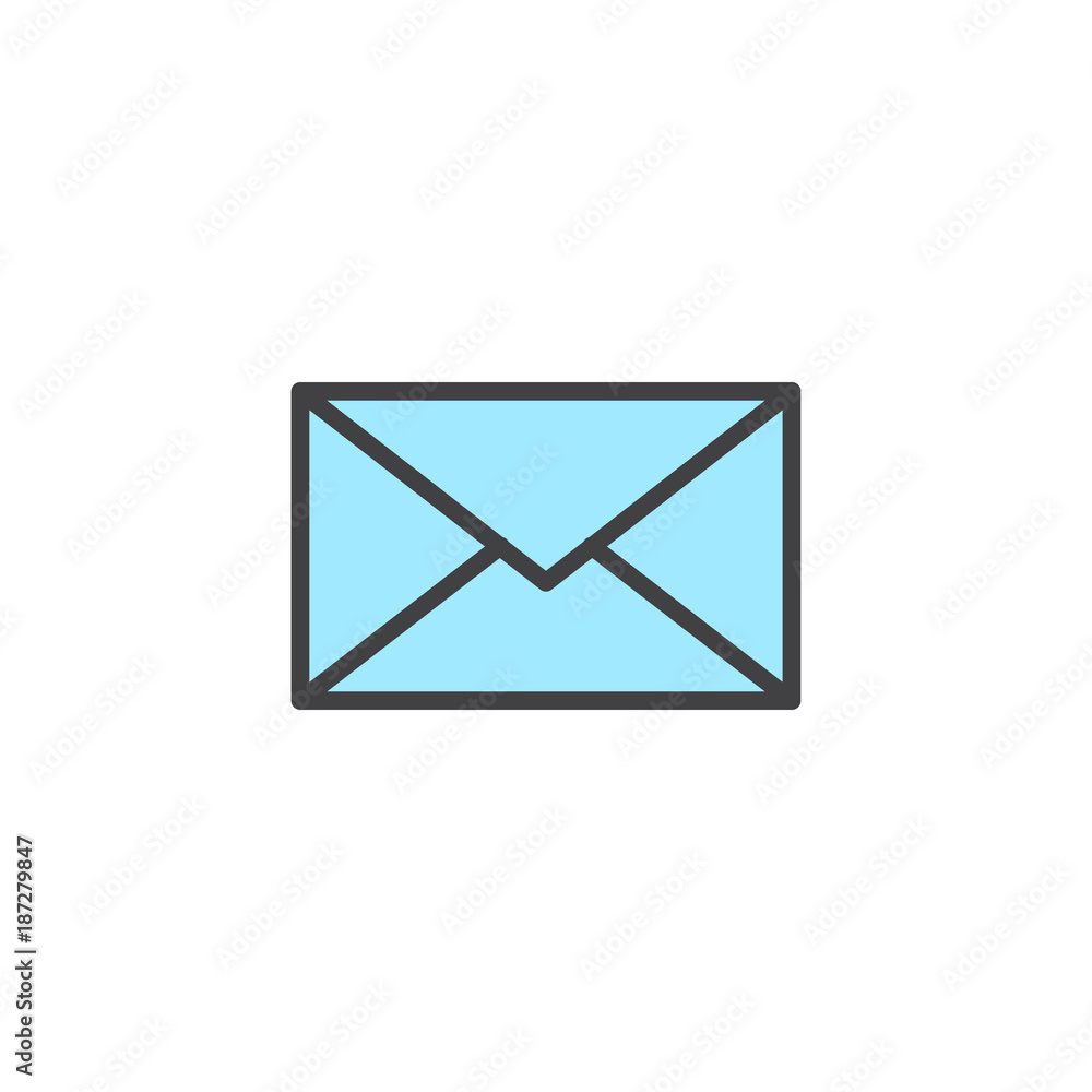Envelope mail filled outline icon, line vector sign, linear colorful pictogram isolated on white. Email symbol, logo illustration. Pixel perfect vector graphics Envelope mail filled outline icon, line vector sign, linear colorful pictogram isolated on white. Email symbol, logo illustration. Pixel perfect vector graphics
