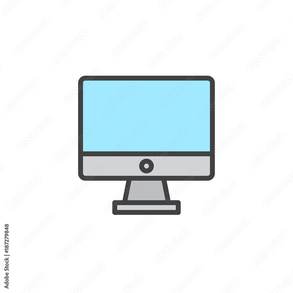Computer display filled outline icon, line vector sign, linear colorful pictogram isolated on white. Monitor symbol, logo illustration. Pixel perfect vector graphics Computer display filled outline icon, line vector sign, linear colorful pictogram isolated on white. Monitor symbol, logo illustration. Pixel perfect vector graphics