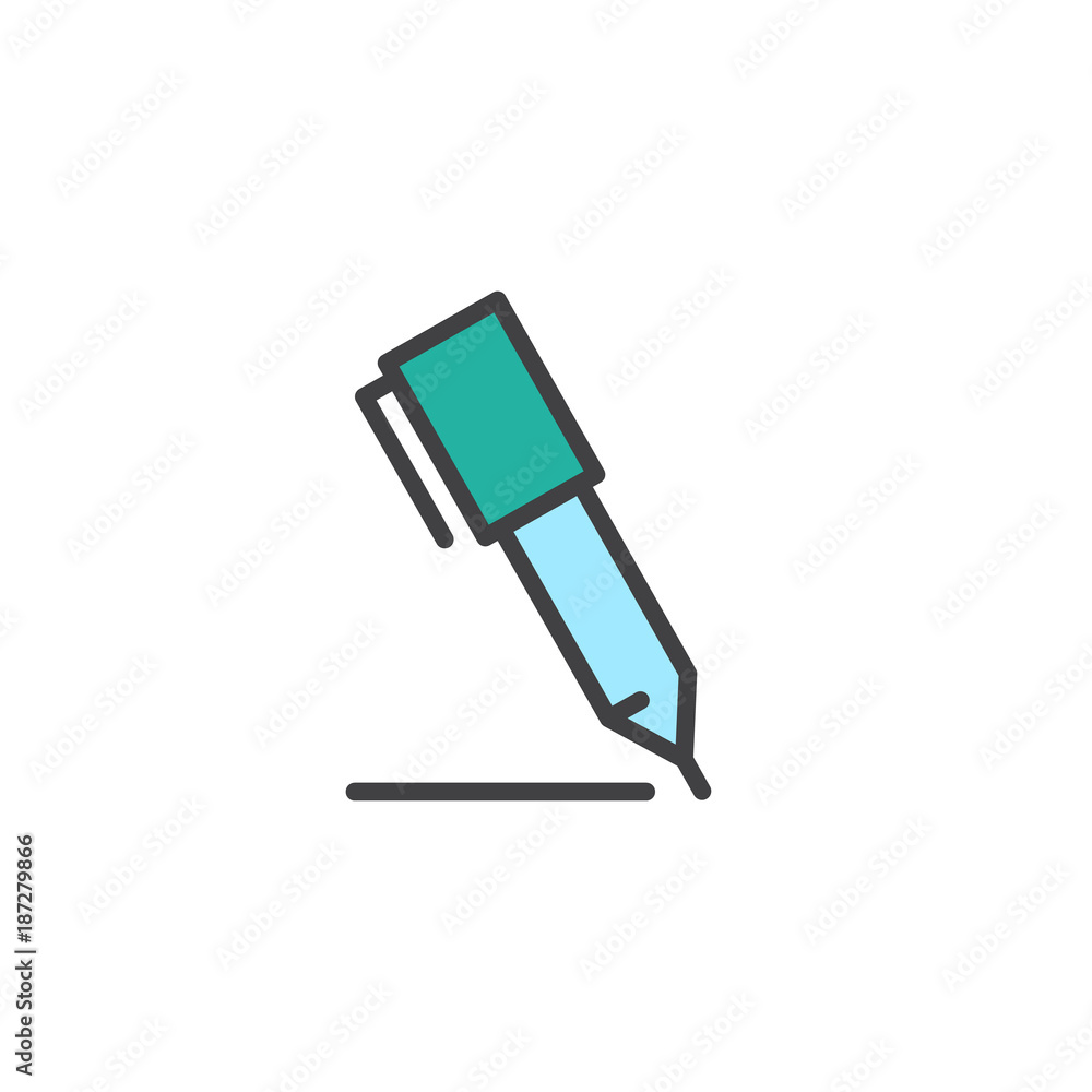 Pen filled outline icon, line vector sign, linear colorful pictogram isolated on white. Write symbol, logo illustration. Pixel perfect vector graphics Pen filled outline icon, line vector sign, linear colorful pictogram isolated on white. Write symbol, logo illustration. Pixel perfect vector graphics