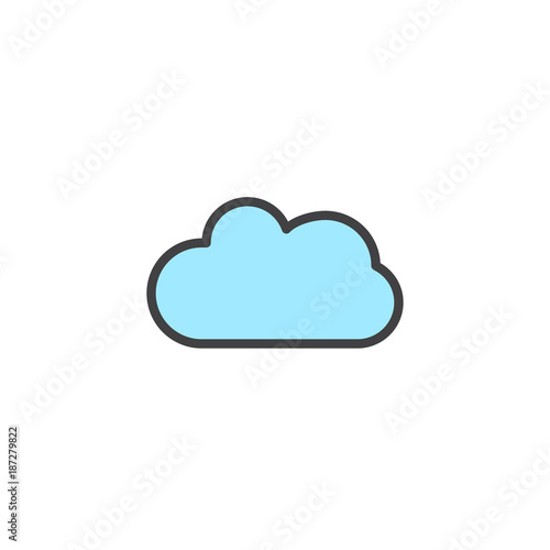 Cloud filled outline icon, line vector sign, linear colorful pictogram isolated on white. Symbol, logo illustration. Pixel perfect vector graphics