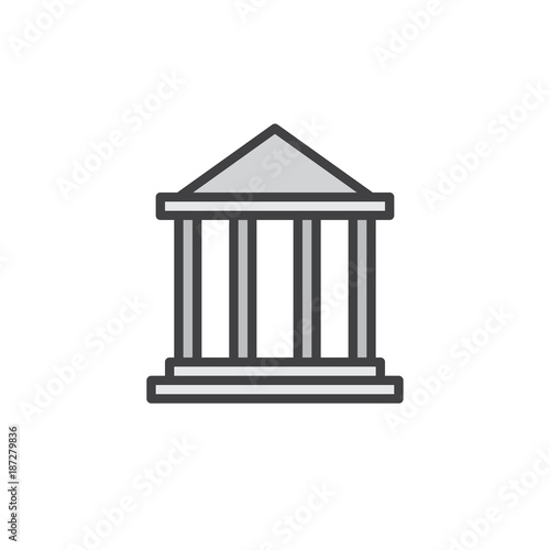 Bank building filled outline icon, line vector sign, linear colorful pictogram isolated on white. Banking house symbol, logo illustration. Pixel perfect vector graphics