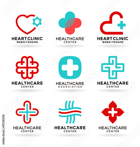 Medicine and Healthcare. Medical icons set and healthcare logo design elements