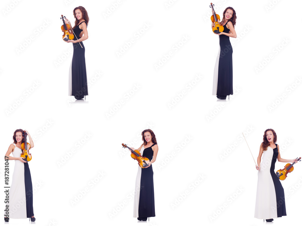 Woman playing violin isolated on white background Woman playing violin isolated on white background