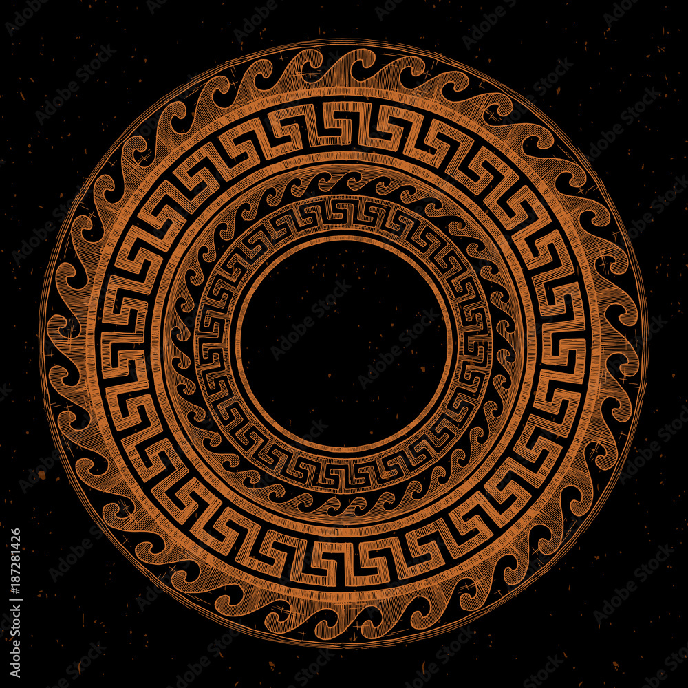 Ancient Greek round ornament. Ancient Greek round ornament.